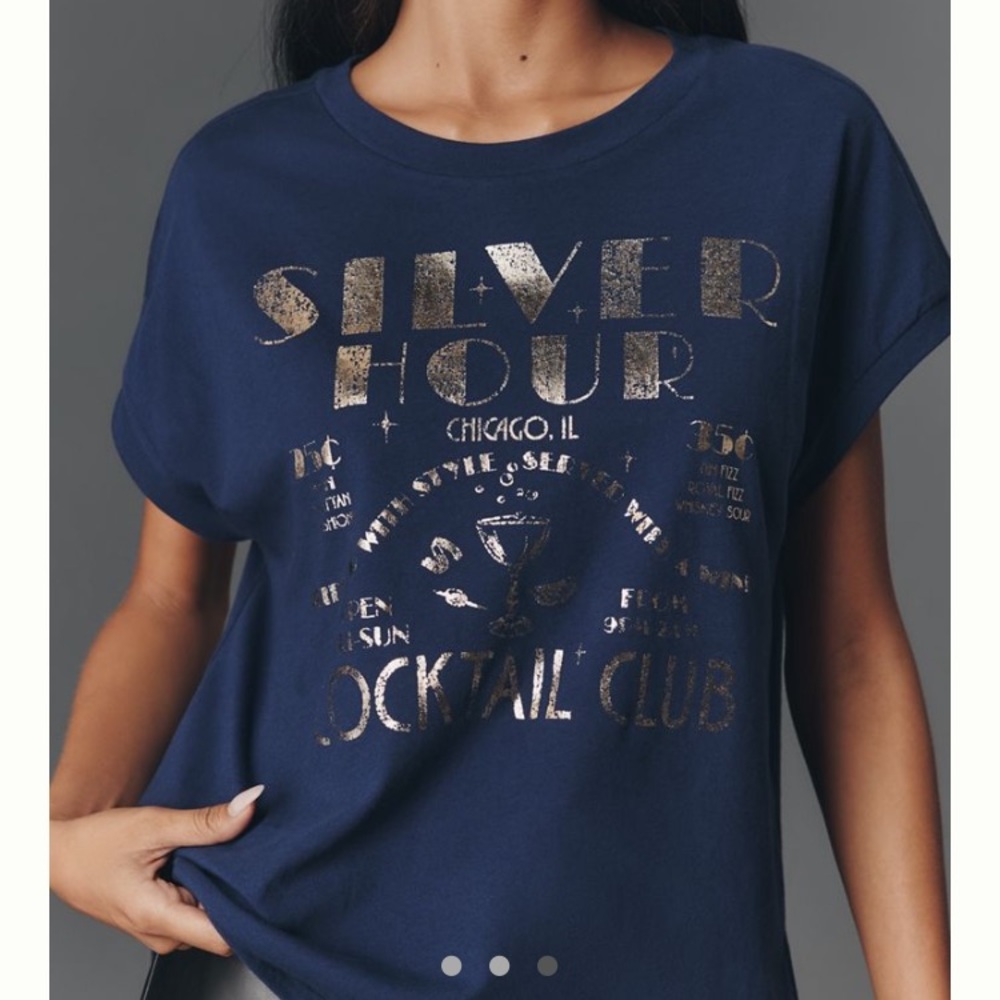 Anthropologie Navy Graphic Muscle Tee